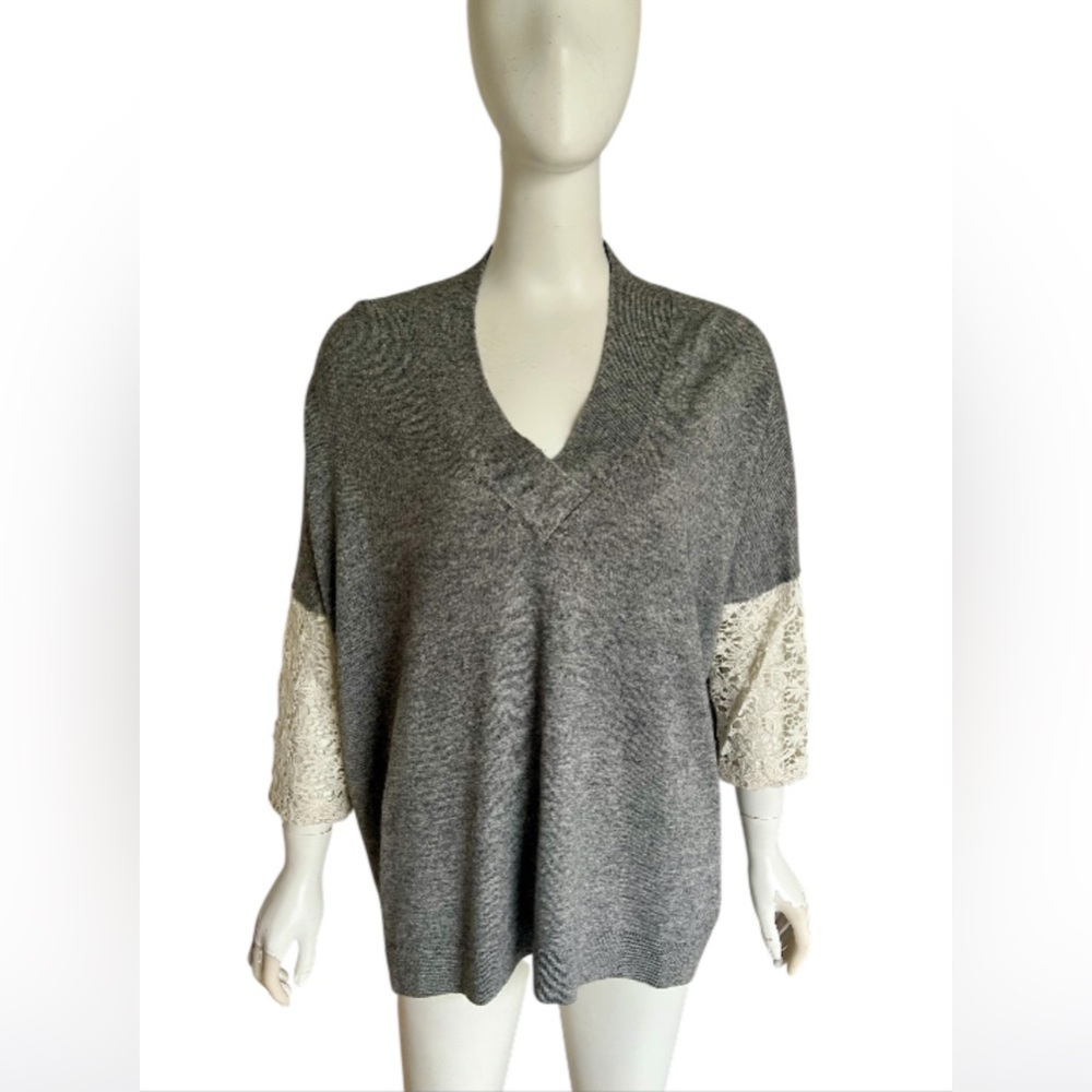 Claudie Pierlot Mania Women Sweater Pullover Wool Cashmere Gray M Quiet Luxury - Picture 3 of 8